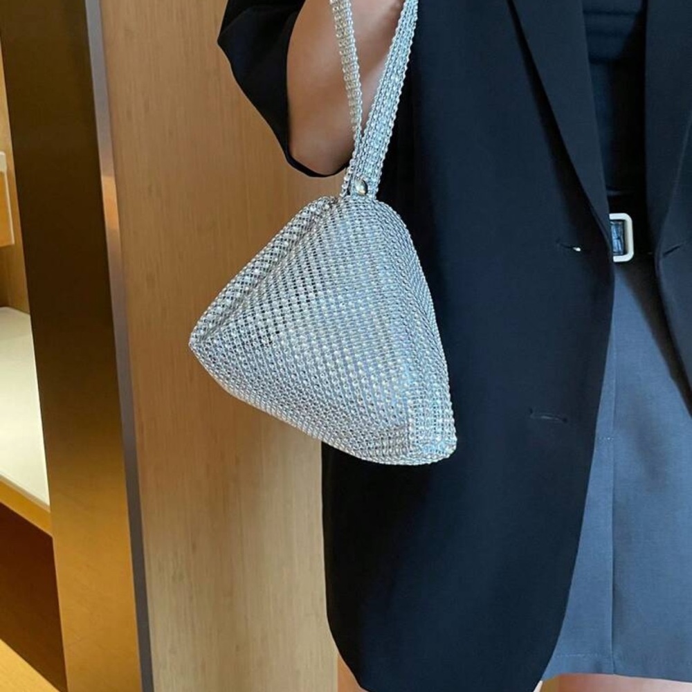 Elegant Silver Rhinestone Women's Bag